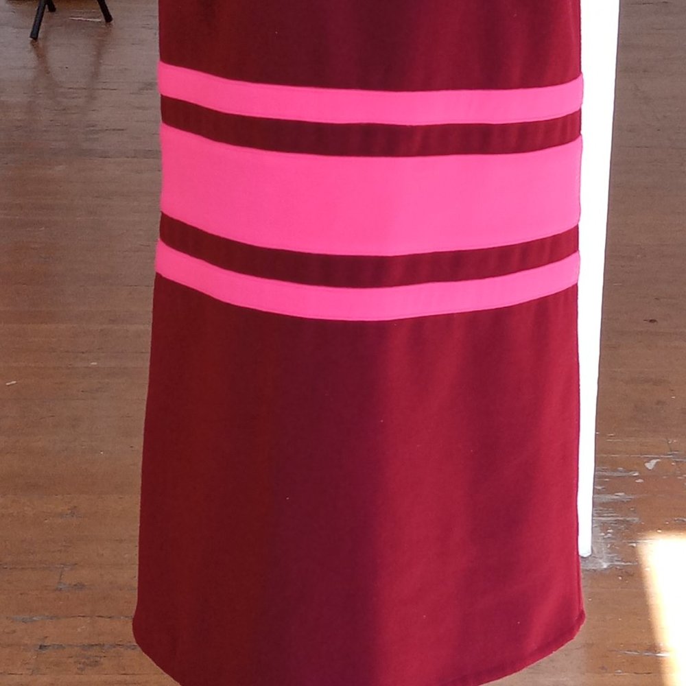 Deep Burgundy wine and Valentino pink mod like dress - Picture 5 of 6